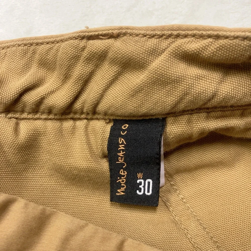 Nudie Jeans Co Luke Chino Shorts Mens 30 Fit 32 Camel Brown Camp Cotton 1010817